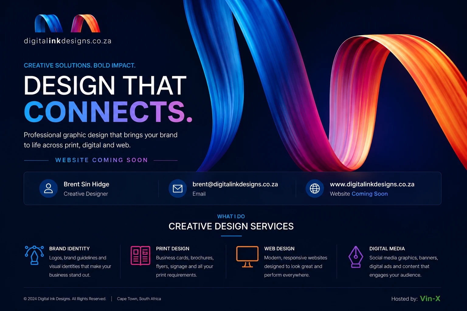 Digital Ink Designs. Design that connects. Website coming soon. Creative design services by Brent Sin Hidge.
